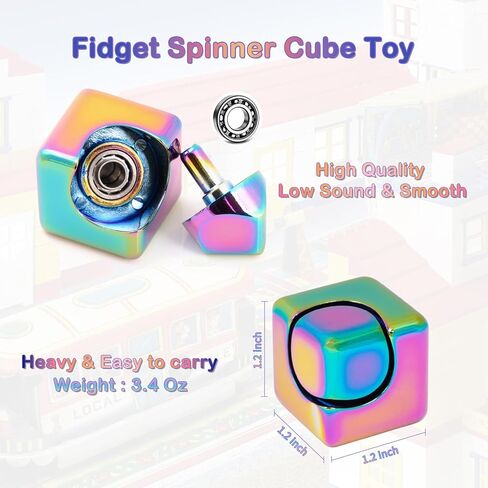 Fidget-Toys Kinetic-Spinner-Cube: أدوات معدنية رائعة EDC-لعبة مع قاعدة سيليكون، ألعاب مكتبية رائعة لتخفيف التوتر للأطفال والمراهقين والبالغين في عيد الميلاد in Kuwait