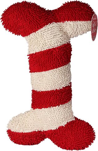 Petlou Holiday Noodle Plush Squeaker Dog Toys 10-inch Bone in Saudi Arabia