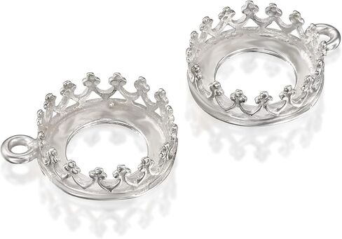 925 Sterling Silver Pendant Trays for Jewelry Making - 4 Pieces of 10mm Round Crown Bezel Settings with 1 Loop - Silver Bezels for Jewelry Making - Perfect for Pendants and Earrings in Kuwait