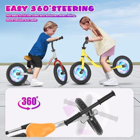 TORRYZA Colorful Lighting Toddler Balance Bike 2 Year Old, Balance Bike 2-5 Years Old,Easy Assembly, Lightweight No Pedal Bike with Adjustable Seat & Handlebar,Gifts for 2 3 4 5 Year Old Boys Girls in Saudi Arabia