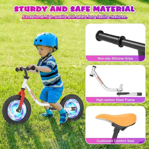 TORRYZA Colorful Lighting Toddler Balance Bike 2 Year Old, Balance Bike 2-5 Years Old,Easy Assembly, Lightweight No Pedal Bike with Adjustable Seat & Handlebar,Gifts for 2 3 4 5 Year Old Boys Girls in Saudi Arabia