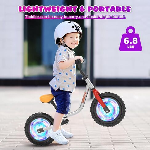 TORRYZA Colorful Lighting Toddler Balance Bike 2 Year Old, Balance Bike 2-5 Years Old,Easy Assembly, Lightweight No Pedal Bike with Adjustable Seat & Handlebar,Gifts for 2 3 4 5 Year Old Boys Girls in Saudi Arabia