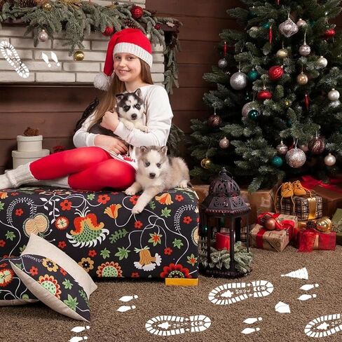 6 قطع استنسل قدم عيد الميلاد أرضية كبيرة سانتا بصمة ندفة الثلج قزم شجرة عيد الميلاد مجوفة قالب رسم قابل لإعادة الاستخدام للرسم على علامة خشبية نافذة جدار أرضية ديكورات يدوية ذاتية الصنع in Kuwait