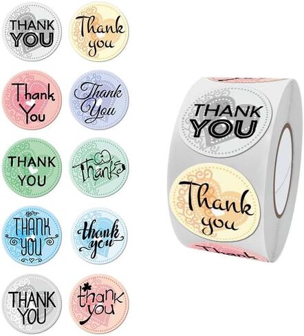500 PCS Thank You Stickers, Ten Floral Pattern Designs Thank You Labels, Self-Adhesive Stickers for Wedding Birthday Party Gift Wrap Bag, 1 Inch Thank You Sticker for Small Business, A239 in Saudi Arabia