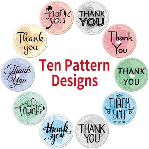 500 PCS Thank You Stickers, Ten Floral Pattern Designs Thank You Labels, Self-Adhesive Stickers for Wedding Birthday Party Gift Wrap Bag, 1 Inch Thank You Sticker for Small Business, A239 in Saudi Arabia