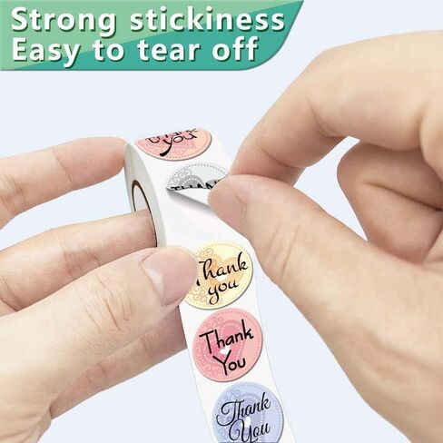 500 PCS Thank You Stickers, Ten Floral Pattern Designs Thank You Labels, Self-Adhesive Stickers for Wedding Birthday Party Gift Wrap Bag, 1 Inch Thank You Sticker for Small Business, A239 in Saudi Arabia