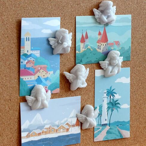 WAYUTO Resin Angel Head Thumb Tacks Set Cute White Decorative Push Pins Bulletin Cork Board Tacks Office Documents Projects Supplies School Notes Papers Organization Home Photos Artworks 6pcs in Saudi Arabia