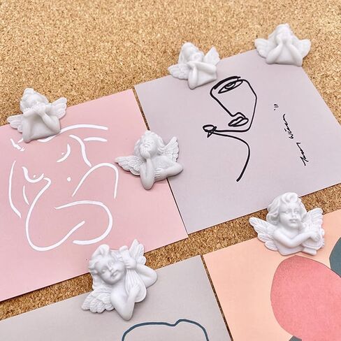WAYUTO Resin Angel Head Thumb Tacks Set Cute White Decorative Push Pins Bulletin Cork Board Tacks Office Documents Projects Supplies School Notes Papers Organization Home Photos Artworks 6pcs in Saudi Arabia