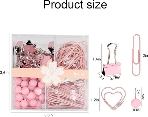 Cute Thumb Tacks Paper Clip Binder Clips Push Pins Set Assorted Size Metal Clips in Plastic Holder Decorative Desk Accessorries (Yellow) in Saudi Arabia