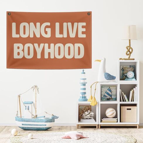 Long Live Boyhood Canvas Banner,Long Live Boyhood Canvas Hanging Banner Decor For Nursery Boy Room,Wall Banner Decor For Classroom kid Room Decor,20×30 Inches in Saudi Arabia