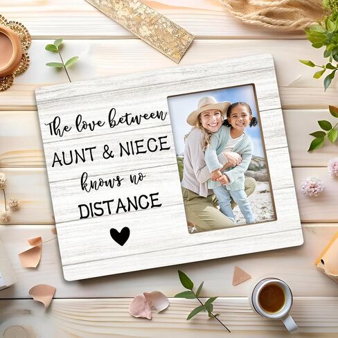 Aunt Niece Auntie Gifts إطارات صور مقاس 4x6، هدايا للعمات من إطار صور خشبي لابن أخيه، هدايا طويلة المسافة الحب بين إطارات صور العمة وابنة الأخ لعرض الحائط والطاولة in Kuwait