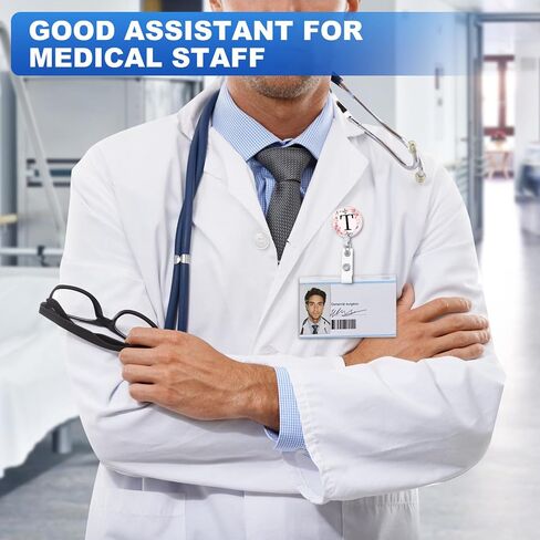 قطعتان من حامل بكرات شارة الحروف A-Z قابل للسحب مع مشبك لبطاقة الهوية لبطاقة تعريف اسم الممرضة اللطيفة، طبيب التمريض، المعلم، الطالب، مكتب العمل الطبي K in Saudi Arabia