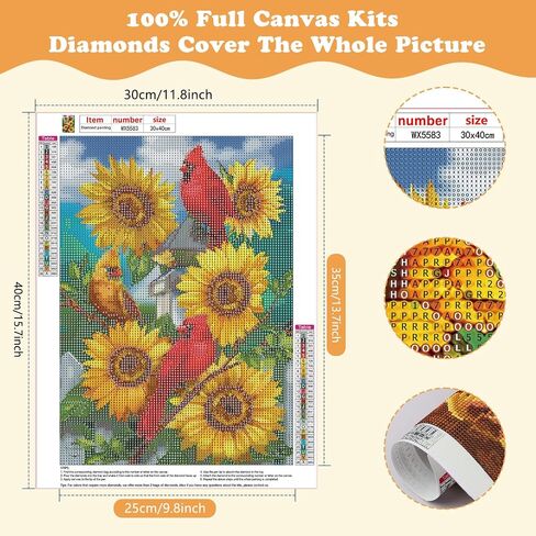 SENQAO Sunflowers Diamond Art Kits for Adults, Full Drill Diamond Dots Paintings for Beginners, Round 5D Paint with Diamonds Pictures Gem Art Painting Kits DIY Adult Crafts Kits 12x16inch in Kuwait