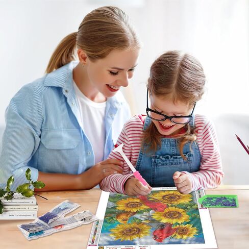 SENQAO Sunflowers Diamond Art Kits for Adults, Full Drill Diamond Dots Paintings for Beginners, Round 5D Paint with Diamonds Pictures Gem Art Painting Kits DIY Adult Crafts Kits 12x16inch in Kuwait