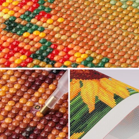 SENQAO Sunflowers Diamond Art Kits for Adults, Full Drill Diamond Dots Paintings for Beginners, Round 5D Paint with Diamonds Pictures Gem Art Painting Kits DIY Adult Crafts Kits 12x16inch in Kuwait