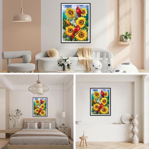 SENQAO Sunflowers Diamond Art Kits for Adults, Full Drill Diamond Dots Paintings for Beginners, Round 5D Paint with Diamonds Pictures Gem Art Painting Kits DIY Adult Crafts Kits 12x16inch in Kuwait