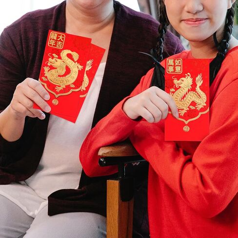36pcs Chinese Red Envelopes, 2024 Packets Hong Bao Lai See New Year of Dragon Lucky Money Pocket Bag for Chinese Lunar Year Spring Festival Wedding Birthday Baby Shower, 6.69x3.54 inch (Style 3) in Saudi Arabia
