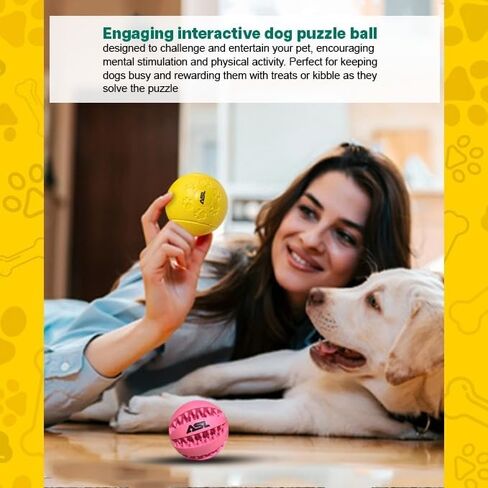 Pet Puzzle Toy 1 Pack (2 Balls) – Treat Dispensing, Chew & Interactive Dog Toys for Mental Stimulation, Slow Feeding, Dental Care, Teething Relief, Training, Boredom, Enrichment, and Smart Dogs. in Kuwait