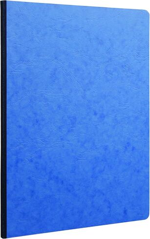 Clairefontaine - Ref 791464C - Age Bag Clothbound Notebook (192 Pages) - A4 Size, Lined Rulings, 90gsm Brushed Vellum Paper - Blue Leather Effect Cover in Kuwait