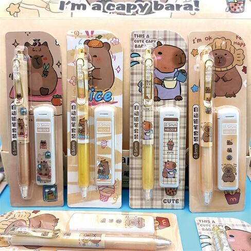 4 Pcs Capybara Mechanical Pencils with Refills 0.5mm Cute Capybara Mechanical Pencil Cartoon Mechanical Pencils Kawaii Office School Pencil for Kids Students Women Girls Boys Pencils (4 Set-Capybara) in Saudi Arabia