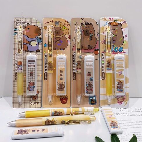 4 Pcs Capybara Mechanical Pencils with Refills 0.5mm Cute Capybara Mechanical Pencil Cartoon Mechanical Pencils Kawaii Office School Pencil for Kids Students Women Girls Boys Pencils (4 Set-Capybara) in Saudi Arabia