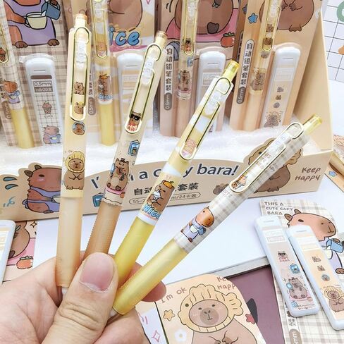 4 Pcs Capybara Mechanical Pencils with Refills 0.5mm Cute Capybara Mechanical Pencil Cartoon Mechanical Pencils Kawaii Office School Pencil for Kids Students Women Girls Boys Pencils (4 Set-Capybara) in Saudi Arabia