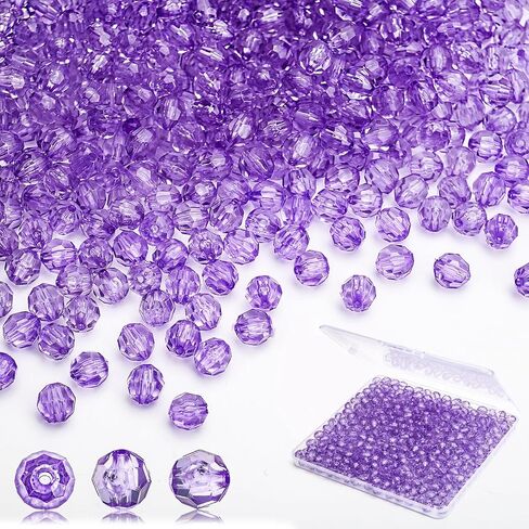 BONNY BOXX 1000pcs 6mm Acrylic Faceted Round Crystal Beads Transparent White Loose Spacer Craft Beads for DIY Bracelet Necklace Earring Keychain Jewelry Making Bags Decoration in Saudi Arabia