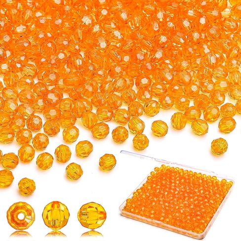 BONNY BOXX 1000pcs 6mm Acrylic Faceted Round Crystal Beads Transparent White Loose Spacer Craft Beads for DIY Bracelet Necklace Earring Keychain Jewelry Making Bags Decoration in Saudi Arabia