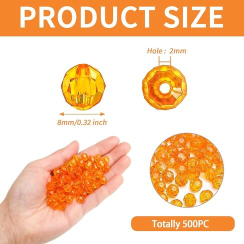 BONNY BOXX 1000pcs 6mm Acrylic Faceted Round Crystal Beads Transparent White Loose Spacer Craft Beads for DIY Bracelet Necklace Earring Keychain Jewelry Making Bags Decoration in Saudi Arabia