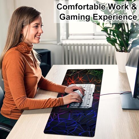 لوحة ماوس مكتبية، لوحة ماوس ألعاب كبيرة ممتدة، بساط مكتب لألعاب الكمبيوتر مع حواف مخيطة وقاعدة مطاطية غير قابلة للانزلاق، لوحة مفاتيح ماوس للكمبيوتر الشخصي ولوحة المفاتيح والكمبيوتر المحمول (31.5 بوصة × 11.8 بوصة) in Kuwait
