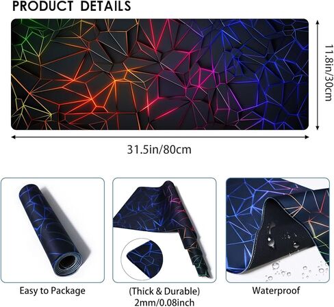 لوحة ماوس مكتبية، لوحة ماوس ألعاب كبيرة ممتدة، بساط مكتب لألعاب الكمبيوتر مع حواف مخيطة وقاعدة مطاطية غير قابلة للانزلاق، لوحة مفاتيح ماوس للكمبيوتر الشخصي ولوحة المفاتيح والكمبيوتر المحمول (31.5 بوصة × 11.8 بوصة) in Kuwait