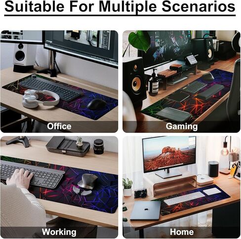 لوحة ماوس مكتبية، لوحة ماوس ألعاب كبيرة ممتدة، بساط مكتب لألعاب الكمبيوتر مع حواف مخيطة وقاعدة مطاطية غير قابلة للانزلاق، لوحة مفاتيح ماوس للكمبيوتر الشخصي ولوحة المفاتيح والكمبيوتر المحمول (31.5 بوصة × 11.8 بوصة) in Kuwait
