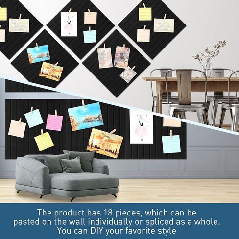Nuanchu 18 Pack Black Felt Cork Bulletin Board 11.8 x 11.8 Inch Square Felt Cork Wall Large Cork Tiles Christmas Bulletin Boards, Tiles Pin Board Organizer Office Home Alternative Photo Board in Saudi Arabia