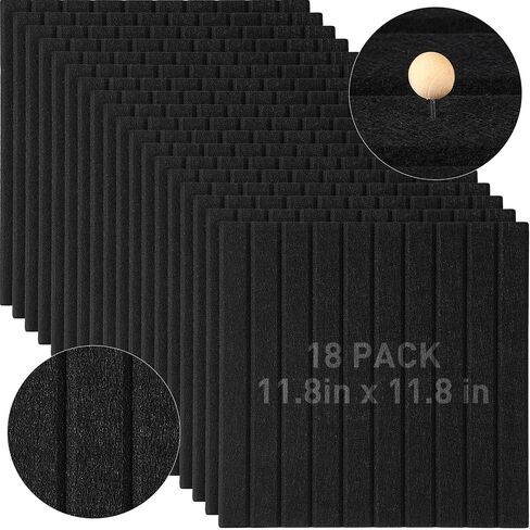 Nuanchu 18 Pack Black Felt Cork Bulletin Board 11.8 x 11.8 Inch Square Felt Cork Wall Large Cork Tiles Christmas Bulletin Boards, Tiles Pin Board Organizer Office Home Alternative Photo Board in Saudi Arabia
