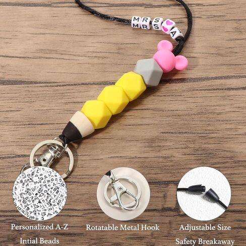 حبال قابلة للانفصال للمعلم الأولي (A-Z) لشارات الهوية، هدايا عيد الميلاد للمعلم للنساء، حبل مدرسي لطيف بقلم رصاص in Kuwait