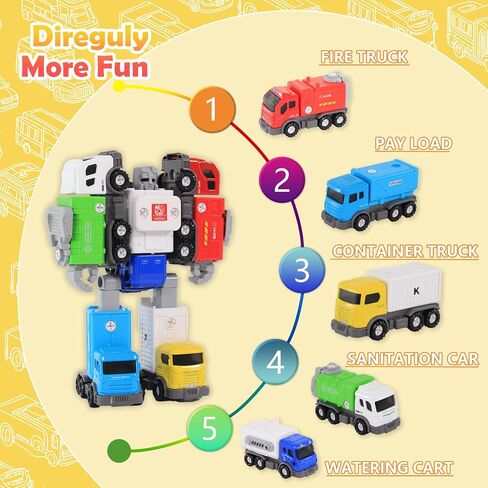 5 in 1 Transforming Robot Toys for 5-7 Kids Take Apart Toys Gift for 3+ Boys Girls Birthday Christmas Vehicles Playset Firetruck Toys Combined Robot in Saudi Arabia