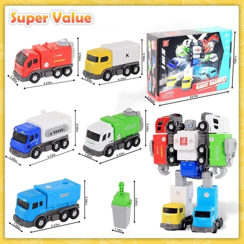 5 in 1 Transforming Robot Toys for 5-7 Kids Take Apart Toys Gift for 3+ Boys Girls Birthday Christmas Vehicles Playset Firetruck Toys Combined Robot in Saudi Arabia