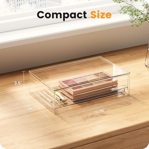 2 Pack Clear Stackable Storage Drawers, 12"W Tall Acrylic Bathroom Makeup Organizer,Plastic Storage Bins For Vanity, Undersink, Kitchen Cabinets, Pantry, Home Organization and Storage in Saudi Arabia