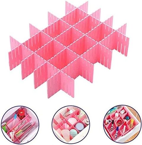 Onerbuy 8pcs Adjustable Grid Drawer Dividers DIY Plastic Closet Separator Tidy Organizer Container for Underwear Socks Belt Office Supplies(White) in Saudi Arabia