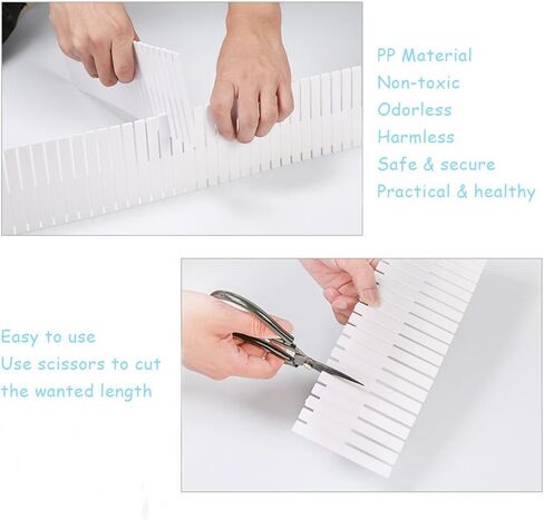 Onerbuy 8pcs Adjustable Grid Drawer Dividers DIY Plastic Closet Separator Tidy Organizer Container for Underwear Socks Belt Office Supplies(White) in Saudi Arabia