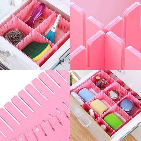 Onerbuy 8pcs Adjustable Grid Drawer Dividers DIY Plastic Closet Separator Tidy Organizer Container for Underwear Socks Belt Office Supplies(White) in Saudi Arabia