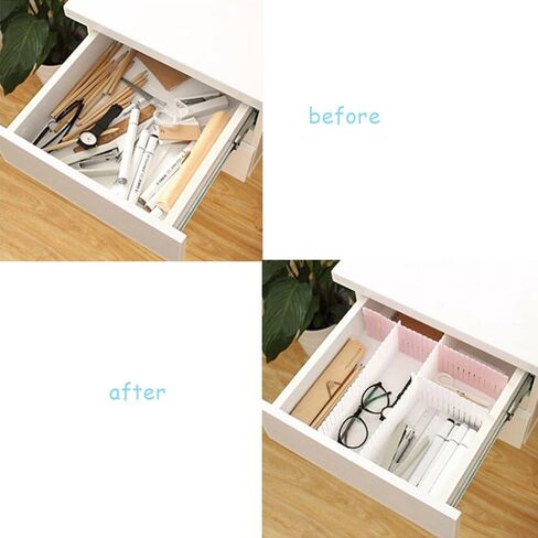 Onerbuy 8pcs Adjustable Grid Drawer Dividers DIY Plastic Closet Separator Tidy Organizer Container for Underwear Socks Belt Office Supplies(White) in Saudi Arabia