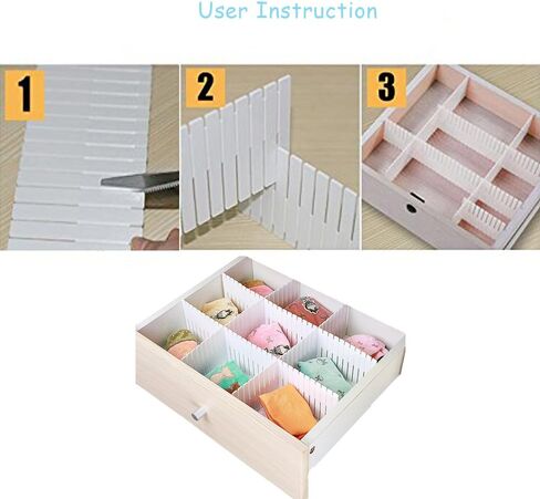 Onerbuy 8pcs Adjustable Grid Drawer Dividers DIY Plastic Closet Separator Tidy Organizer Container for Underwear Socks Belt Office Supplies(White) in Saudi Arabia
