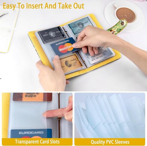 bvya RFID Blocking Business Card Organizer Book Wallet, PU Leather Business Card Holder for Women & Men, Credit Card Organizer Binder 96 Card Slots (Up to 192 Business Cards) in Kuwait