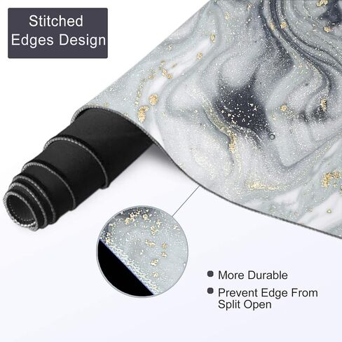 Extended Gaming Mouse Pad Mat- Large Desk Mat Non-Slip Rubber Base Computer Desktop Laptop Keyboard Mouse Mat Stitched Edges, 35.1x15.75 in Long XXL Waterproof Mousepad for Work & Game, Grey Marble in Saudi Arabia