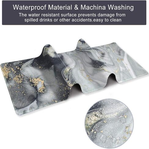 Extended Gaming Mouse Pad Mat- Large Desk Mat Non-Slip Rubber Base Computer Desktop Laptop Keyboard Mouse Mat Stitched Edges, 35.1x15.75 in Long XXL Waterproof Mousepad for Work & Game, Grey Marble in Saudi Arabia