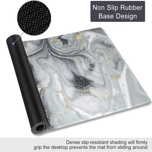 Extended Gaming Mouse Pad Mat- Large Desk Mat Non-Slip Rubber Base Computer Desktop Laptop Keyboard Mouse Mat Stitched Edges, 35.1x15.75 in Long XXL Waterproof Mousepad for Work & Game, Grey Marble in Saudi Arabia