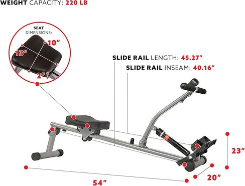 Sunny Health & Fitness Compact Adjustable Rowing Machine with 12 Levels of Complete Body Workout Resistance and Optional SunnyFit App Enhanced Connectivity in Kuwait