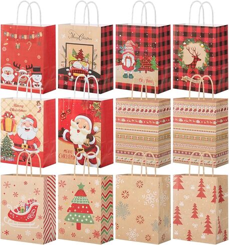 السيد Pen- أكياس هدايا عيد الميلاد بمقابض، 12 عبوة، 8.8 بوصة × 10.6 بوصة، 11 نمطًا، أكياس ورق عيد الميلاد، حقائب عيد الميلاد للهدايا، أكياس هدايا العطلات، حقيبة هدايا عيد الميلاد، حقيبة عيد الميلاد، أكياس هدايا عيد الميلاد in Kuwait