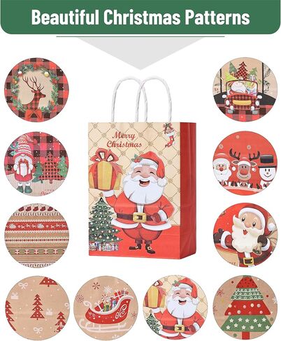 السيد Pen- أكياس هدايا عيد الميلاد بمقابض، 12 عبوة، 8.8 بوصة × 10.6 بوصة، 11 نمطًا، أكياس ورق عيد الميلاد، حقائب عيد الميلاد للهدايا، أكياس هدايا العطلات، حقيبة هدايا عيد الميلاد، حقيبة عيد الميلاد، أكياس هدايا عيد الميلاد in Kuwait